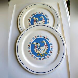 Treasure Craft Ribbon Geese 2-piece dinnerware set, geese design,USA handcrafted